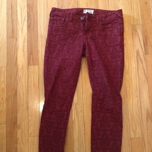 Free People Red Jacquard Pants